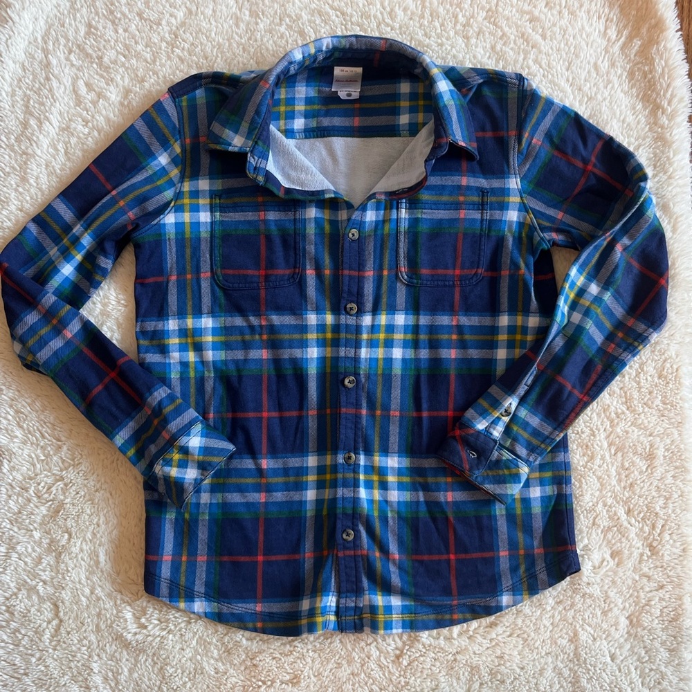 Hanna Andersson Boys Plaid Button Down Shirt Sz 12